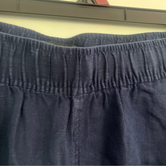Tahari Women’s Pants Linen XL Dark Blue Wide Leg Cropped Lagenlook Pull-on NWT - Picture 5 of 8